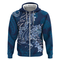 Navy Blue Polynesia Hammerhead Shark Tattoo With Plumeria Lei Zip Hoodie LT14 Zip Hoodie Navy Blue - Polynesian Pride