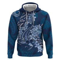 Navy Blue Polynesia Hammerhead Shark Tattoo With Plumeria Lei Zip Hoodie LT14 Pullover Hoodie Navy Blue - Polynesian Pride