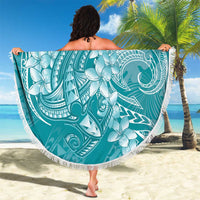 Teal Polynesia Hammerhead Shark Tattoo With Plumeria Lei Beach Blanket
