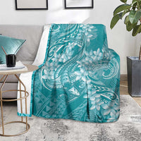 Teal Polynesia Hammerhead Shark Tattoo With Plumeria Lei Blanket