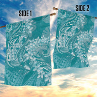 Teal Polynesia Hammerhead Shark Tattoo With Plumeria Lei Garden Flag LT14 - Polynesian Pride