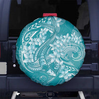 Teal Polynesia Hammerhead Shark Tattoo With Plumeria Lei Spare Tire Cover