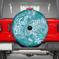 Teal Polynesia Hammerhead Shark Tattoo With Plumeria Lei Spare Tire Cover