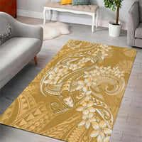 Yellow Polynesia Hammerhead Shark Tattoo With Plumeria Lei Area Rug