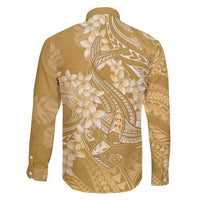 Yellow Polynesia Hammerhead Shark Tattoo With Plumeria Lei Family Matching Summer Maxi Dress and Hawaiian Shirt