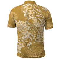 Yellow Polynesia Hammerhead Shark Tattoo With Plumeria Lei Polo Shirt LT14 - Polynesian Pride