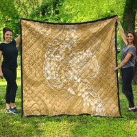 Yellow Polynesia Hammerhead Shark Tattoo With Plumeria Lei Quilt LT14 - Polynesian Pride