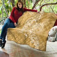 Yellow Polynesia Hammerhead Shark Tattoo With Plumeria Lei Quilt LT14 - Polynesian Pride