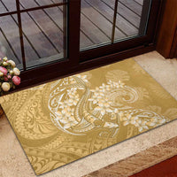 Yellow Polynesia Hammerhead Shark Tattoo With Plumeria Lei Rubber Doormat