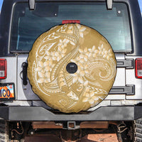 Yellow Polynesia Hammerhead Shark Tattoo With Plumeria Lei Spare Tire Cover