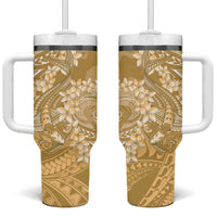 Yellow Polynesia Hammerhead Shark Tattoo With Plumeria Lei Tumbler With Handle