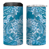 Blue Polynesia Hammerhead Shark Tattoo With Plumeria Lei 4 in 1 Can Cooler Tumbler