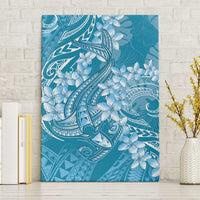 Blue Polynesia Hammerhead Shark Tattoo With Plumeria Lei Canvas Wall Art