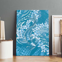 Blue Polynesia Hammerhead Shark Tattoo With Plumeria Lei Canvas Wall Art