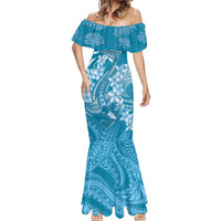 Blue Polynesia Hammerhead Shark Tattoo With Plumeria Lei Mermaid Dress