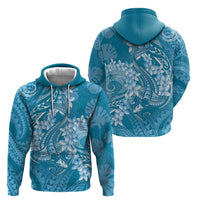 Blue Polynesia Hammerhead Shark Tattoo With Plumeria Lei Zip Hoodie