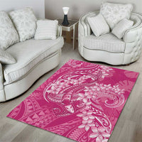 Pink Polynesia Hammerhead Shark Tattoo With Plumeria Lei Area Rug