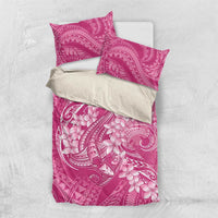 Pink Polynesia Hammerhead Shark Tattoo With Plumeria Lei Bedding Set