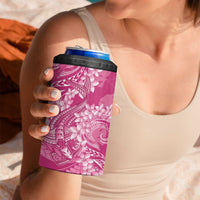 Pink Polynesia Hammerhead Shark Tattoo With Plumeria Lei 4 in 1 Can Cooler Tumbler