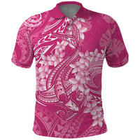 Pink Polynesia Hammerhead Shark Tattoo With Plumeria Lei Polo Shirt LT14 Pink - Polynesian Pride