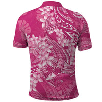 Pink Polynesia Hammerhead Shark Tattoo With Plumeria Lei Polo Shirt LT14 - Polynesian Pride
