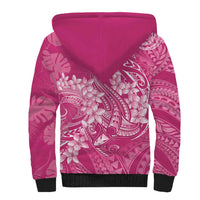 Pink Polynesia Hammerhead Shark Tattoo With Plumeria Lei Sherpa Hoodie