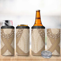 Mauri Ribaberiki Kiribati 4 in 1 Can Cooler Tumbler Cowrie Shells Lei Palm Leaf Weaving