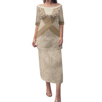 Mauri Ribaberiki Kiribati Family Matching Puletasi and Hawaiian Shirt Cowrie Shells Lei Palm Leaf Weaving