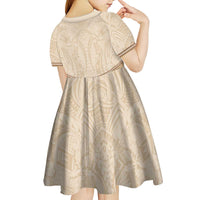Mauri Ribaberiki Kiribati Kid Short Sleeve Dress Cowrie Shells Lei Palm Leaf Weaving