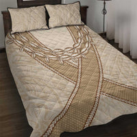 Mauri Ribaberiki Kiribati Quilt Bed Set Cowrie Shells Lei Palm Leaf Weaving