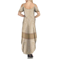 Mauri Ribaberiki Kiribati Summer Maxi Dress Cowrie Shells Lei Palm Leaf Weaving