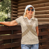 Mauri Ribaberiki Kiribati Women Polo Shirt Cowrie Shells Lei Palm Leaf Weaving