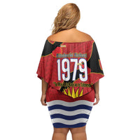 Mauri Kiribati Independence Day Family Matching Off Shoulder Short Dress and Hawaiian Shirt 1979 Proud National Frigatebird