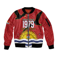 Mauri Kiribati Independence Day Sleeve Zip Bomber Jacket 1979 Proud National Frigatebird
