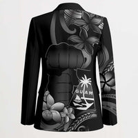 Black Hafa Adai Guam Blazer Chamorro Latte Stone Hand With Plumeria - Polynesian Pride