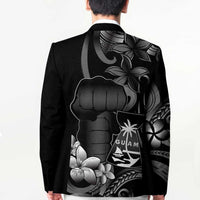 Black Hafa Adai Guam Blazer Chamorro Latte Stone Hand With Plumeria - Polynesian Pride