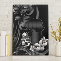 Black Hafa Adai Guam Canvas Wall Art Chamorro Latte Stone Hand With Plumeria