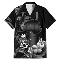 Black Hafa Adai Guam Family Matching Mermaid Dress and Hawaiian Shirt Chamorro Latte Stone Hand With Plumeria