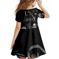 Black Hafa Adai Guam Family Matching Puletasi and Hawaiian Shirt Chamorro Latte Stone Hand With Plumeria