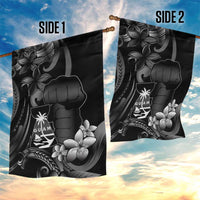 Black Hafa Adai Guam Garden Flag Chamorro Latte Stone Hand With Plumeria