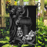 Black Hafa Adai Guam Garden Flag Chamorro Latte Stone Hand With Plumeria