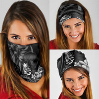 Black Hafa Adai Guam Neck Gaiter Chamorro Latte Stone Hand With Plumeria - Polynesian Pride