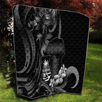 Black Hafa Adai Guam Quilt Chamorro Latte Stone Hand With Plumeria