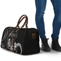 Black Hafa Adai Guam Travel Bag Chamorro Latte Stone Hand With Plumeria - Polynesian Pride