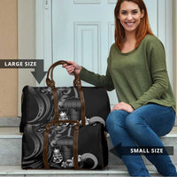 Black Hafa Adai Guam Travel Bag Chamorro Latte Stone Hand With Plumeria - Polynesian Pride