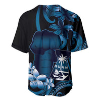 Blue Hafa Adai Guam Baseball Jersey Chamorro Latte Stone Hand With Plumeria