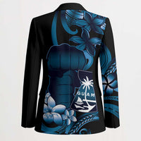Blue Hafa Adai Guam Blazer Chamorro Latte Stone Hand With Plumeria - Polynesian Pride