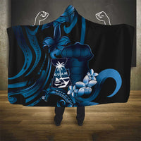 Blue Hafa Adai Guam Hooded Blanket Chamorro Latte Stone Hand With Plumeria