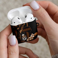 Brown Hafa Adai Guam AirPods Case Chamorro Latte Stone Hand With Plumeria LT14 - Polynesian Pride