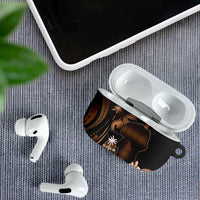 Brown Hafa Adai Guam AirPods Case Chamorro Latte Stone Hand With Plumeria LT14 - Polynesian Pride